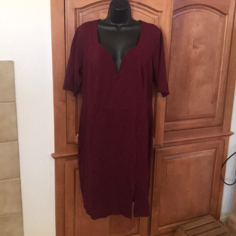 Charlotte Russe | Burgundy Plunging Neck Dress